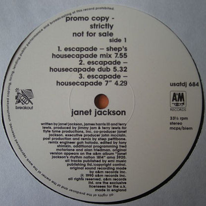 Janet Jackson : Escapade (12", Maxi, Promo)