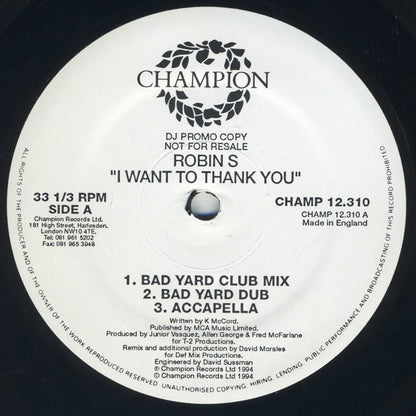 Robin S. : I Want To Thank You (12", Pro)