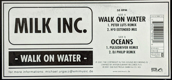 Milk Inc. : Walk On Water (12")