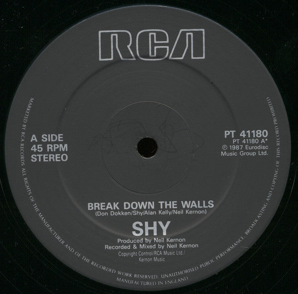 Shy (5) : Break Down The Walls (12", Single, Gat)