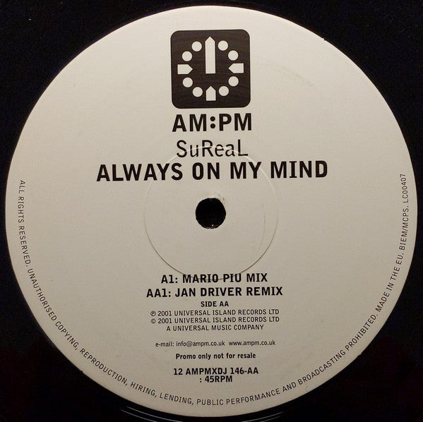 SuReal : Always On My Mind (12", Promo)