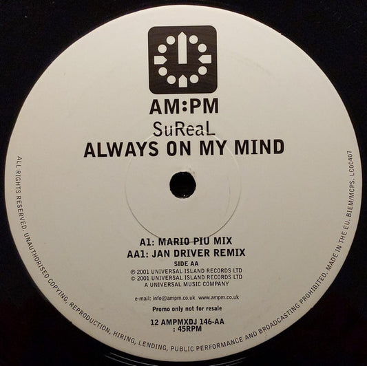 SuReal : Always On My Mind (12", Promo)