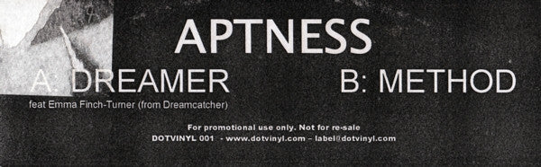Aptness : Dreamer (12", Promo, W/Lbl)