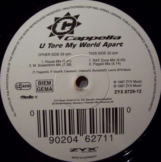 Cappella : U Tore My World Apart (12")