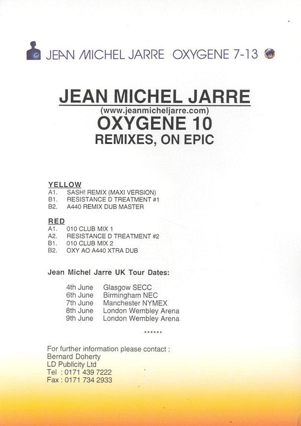 Jean Michel Jarre* : Oxygène 10 (12", Promo)
