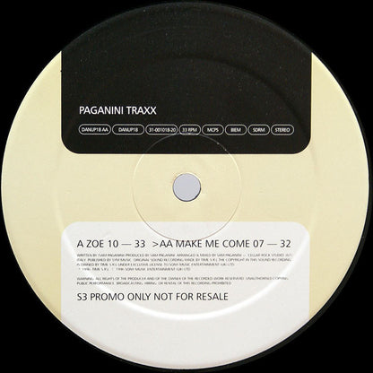 Paganini Traxx : Zoe / Make Me Come (12", Promo)