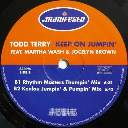 Todd Terry Feat. Martha Wash & Jocelyn Brown : Keep On Jumpin' (12", Single)