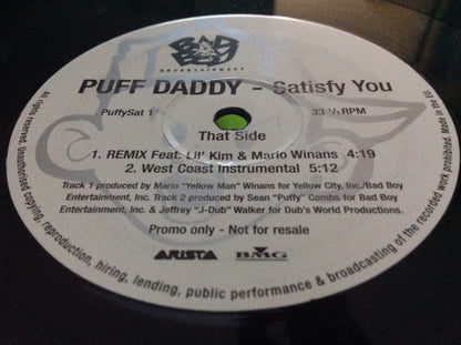 Puff Daddy : Satisfy You (12", Promo)