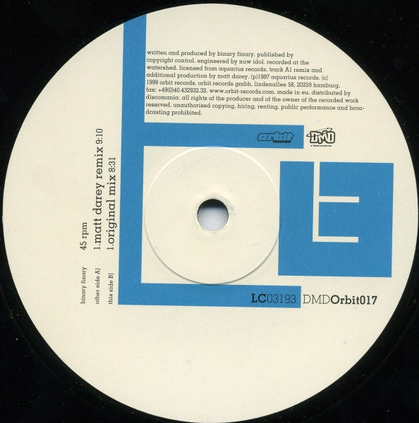Binary Finary : 1999 (2x12")