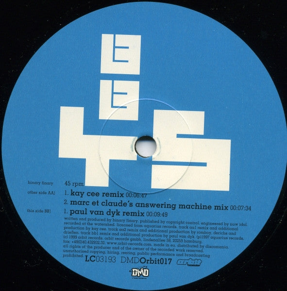 Binary Finary : 1999 (2x12")