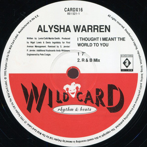 Alysha Warren* : I Thought I Meant The World To You (12")