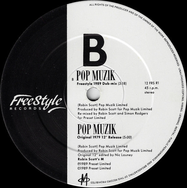 M (2) : Pop Muzik (Ben Liebrand Remix) (12")