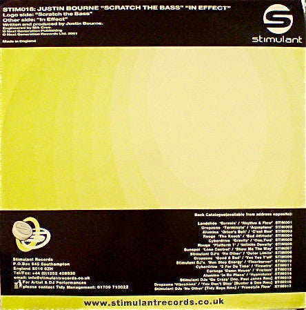 Justin Bourne : Scratch The Bass / In Effect (12")