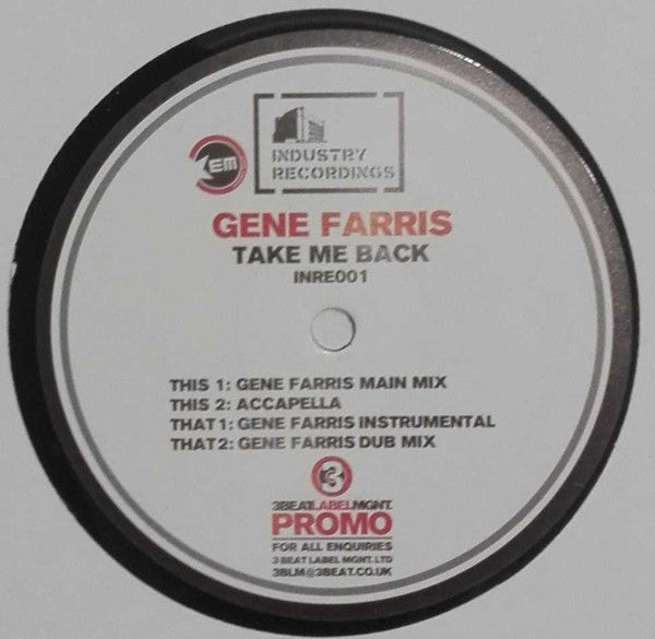 Gene Farris : Take Me Back (12", Promo)