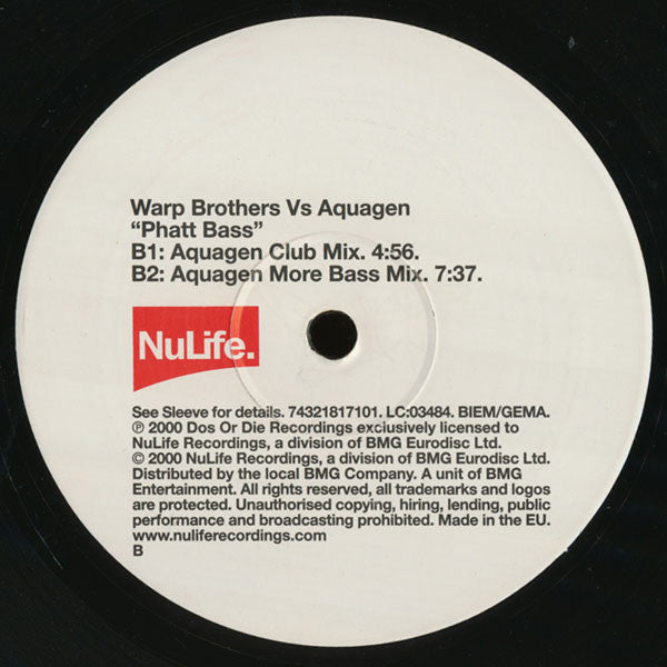 Warp Brothers Vs. Aquagen : Phatt Bass (12")