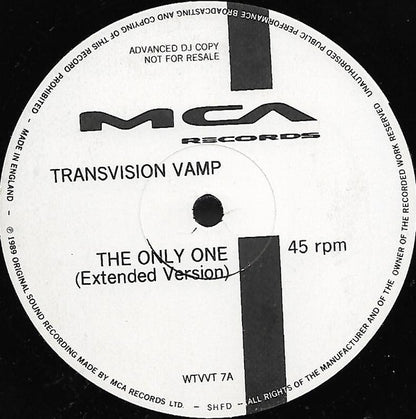 Transvision Vamp : The Only One (12", Advance, Single)