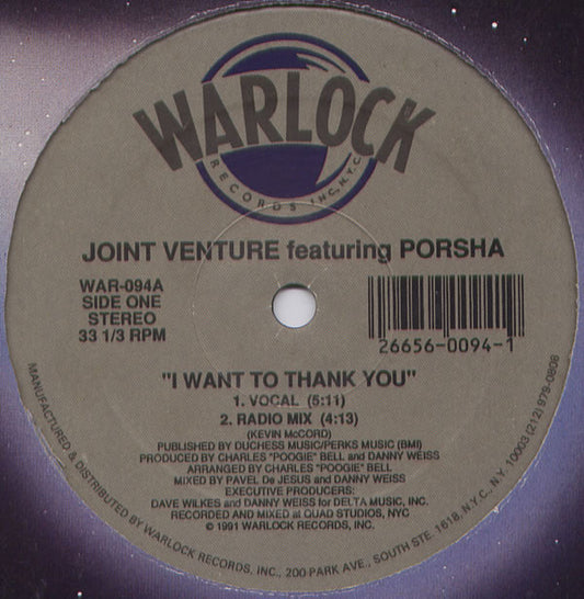 Joint Venture (6) Featuring Porsha (2) : I Want To Thank You (12")