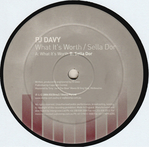 PJ Davy : What It's Worth / Sella Dor (12")