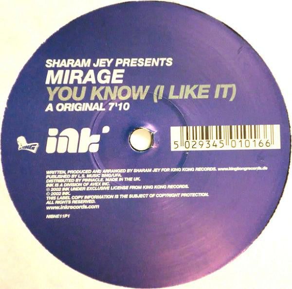 Sharam Jey Presents Mirage (18) : You Know (I Like It) (12")