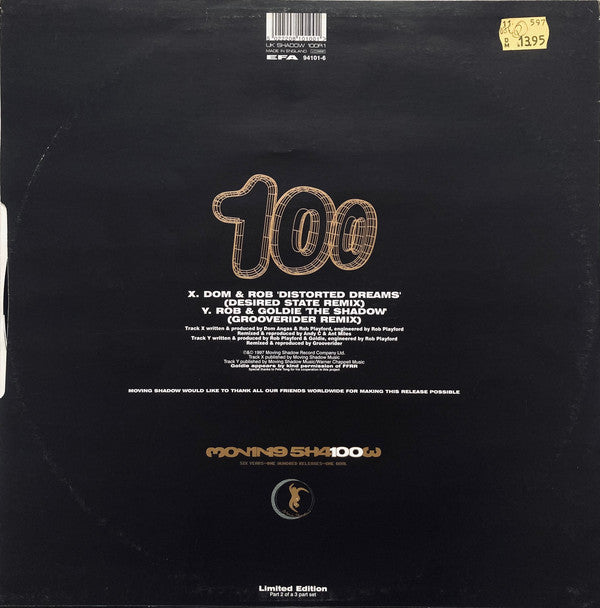Dom* & Rob* & Goldie : Shadow 100 (Remixes By Desired State & Grooverider) (12", Ltd)