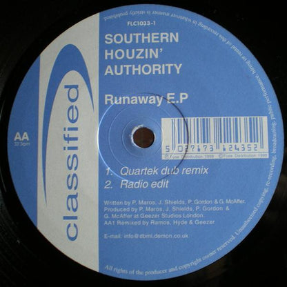 Southern Houzin' Authority : Runaway E.P (12", EP)