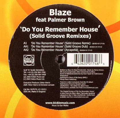 Blaze : Do You Remember House (Solid Groove Remixes) (12")