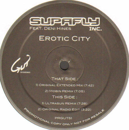 Supafly Feat. Deni Hines : Erotic City (12", Promo)