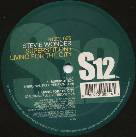 Stevie Wonder : Superstition / Living For The City (12")