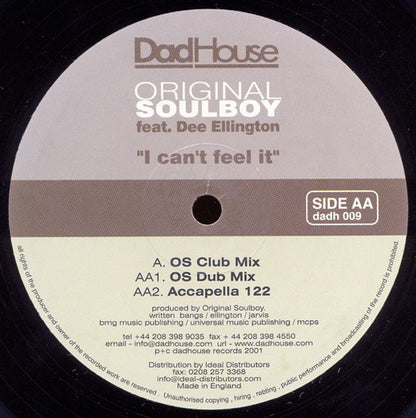 Original Soulboy : I Can't Feel It (12")
