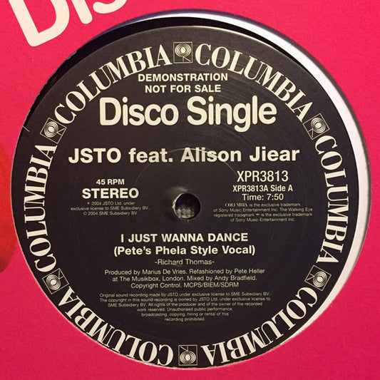 JSTO : I Just Wanna Dance (12", Promo)