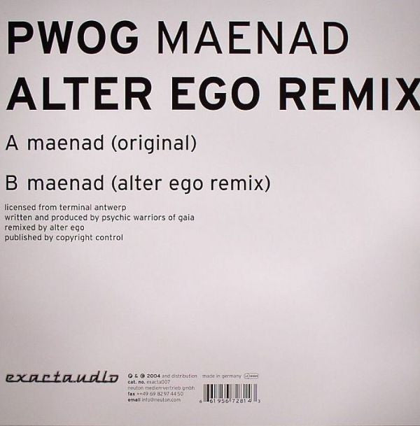 Psychick Warriors Ov Gaia : Maenad - Alter Ego Remix (12")
