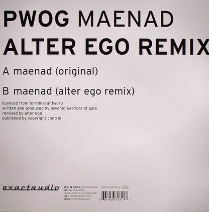 Psychick Warriors Ov Gaia : Maenad - Alter Ego Remix (12")