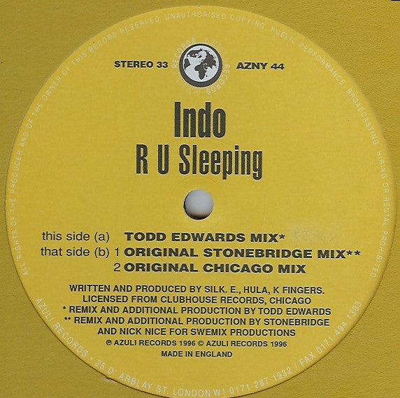 Indo : R U Sleeping (12")