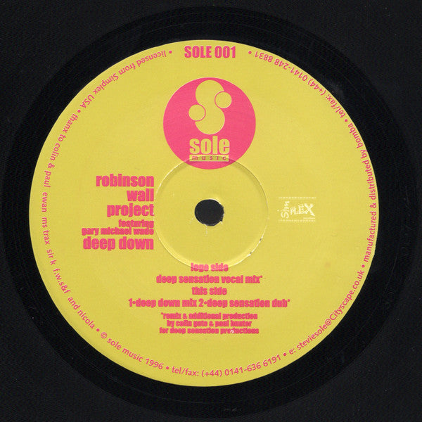 Robinson Wall Project Featuring Gary Michael Wade : Deep Down (12")