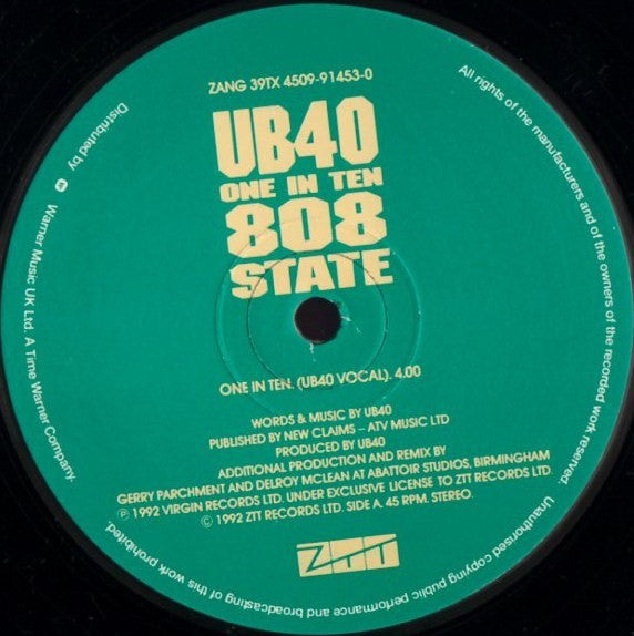 UB40, 808 State : One In Ten (12", RE)