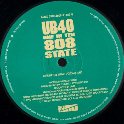 UB40, 808 State : One In Ten (12", RE)