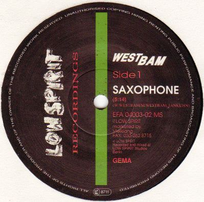 WestBam : Saxophone (12")
