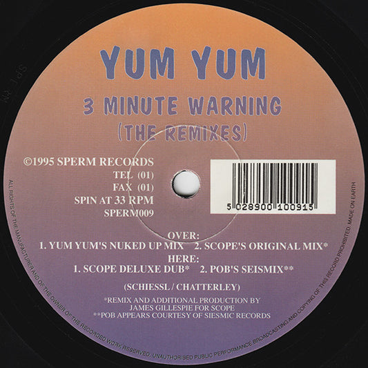 Yum Yum : 3 Minute Warning (The Remixes) (12")