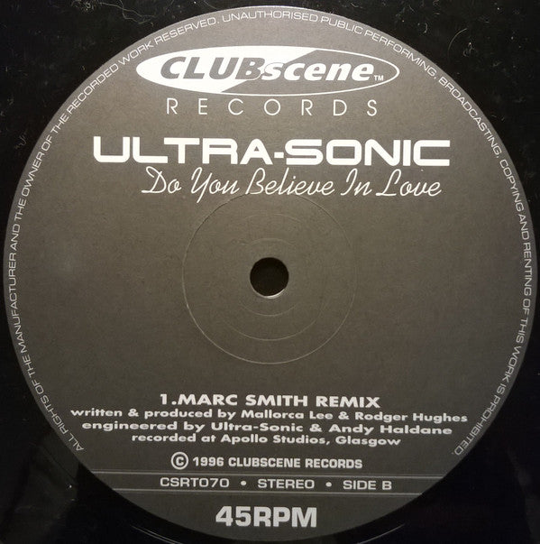 Ultra-Sonic : Do You Believe In Love  (12", One)