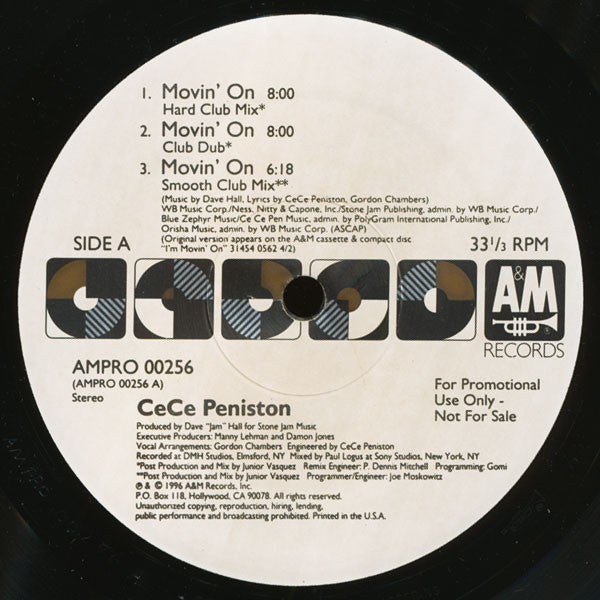 Cece Peniston* : Movin' On (2x12", Single, Promo)