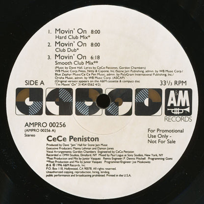 Cece Peniston* : Movin' On (2x12", Single, Promo)