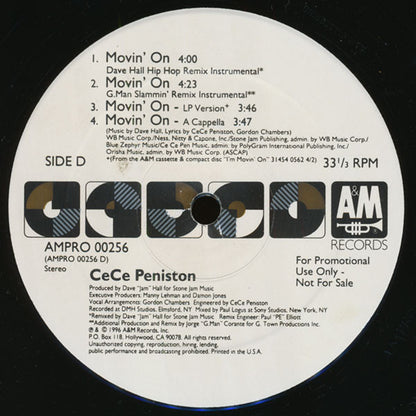 Cece Peniston* : Movin' On (2x12", Single, Promo)