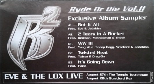 Ruff Ryders : Ryde Or Die Vol. II (Album Sampler) (12", Promo, Smplr)