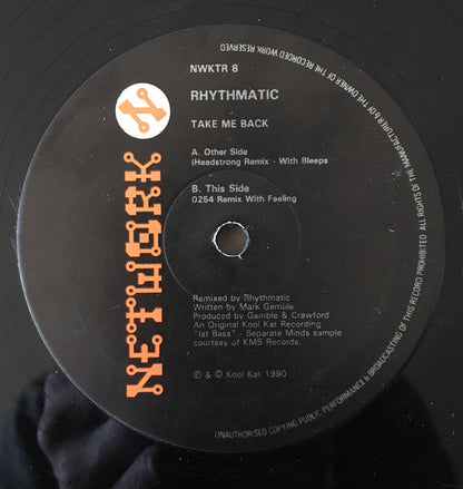 Rhythmatic : Take Me Back (Remix) (12")