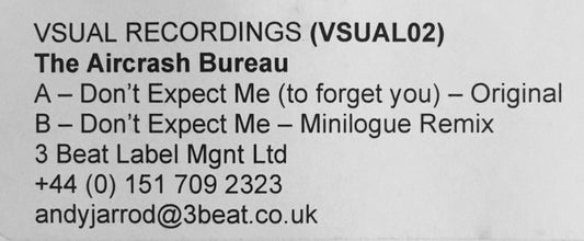 The Aircrash Bureau : Don't Expect Me (To Forget You) (12", Promo, W/Lbl)
