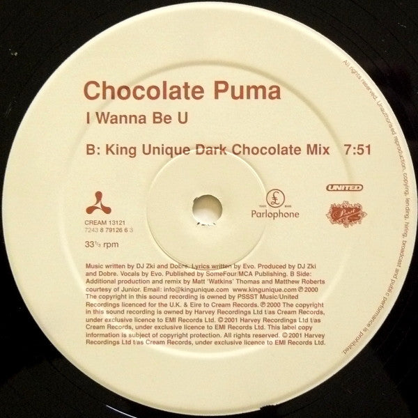 Chocolate Puma : I Wanna Be U (12", Single)