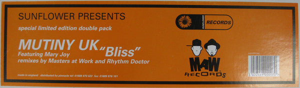 Mutiny UK* Featuring Mary Joy : Bliss (Remixes by Masters at Work and Rhythm Doctor) (2x12", Ltd)
