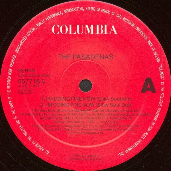 The Pasadenas : I'm Doing Fine Now (12", Single)