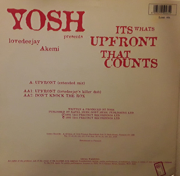 Yosh Presents Lovedeejay Akemi : It's What's Upfront That Counts (12", Single)
