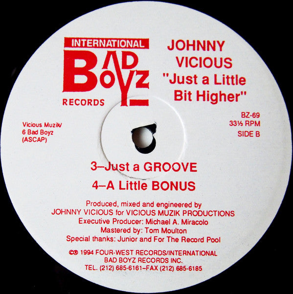 Johnny Vicious : Just A Little Bit Higher (12")